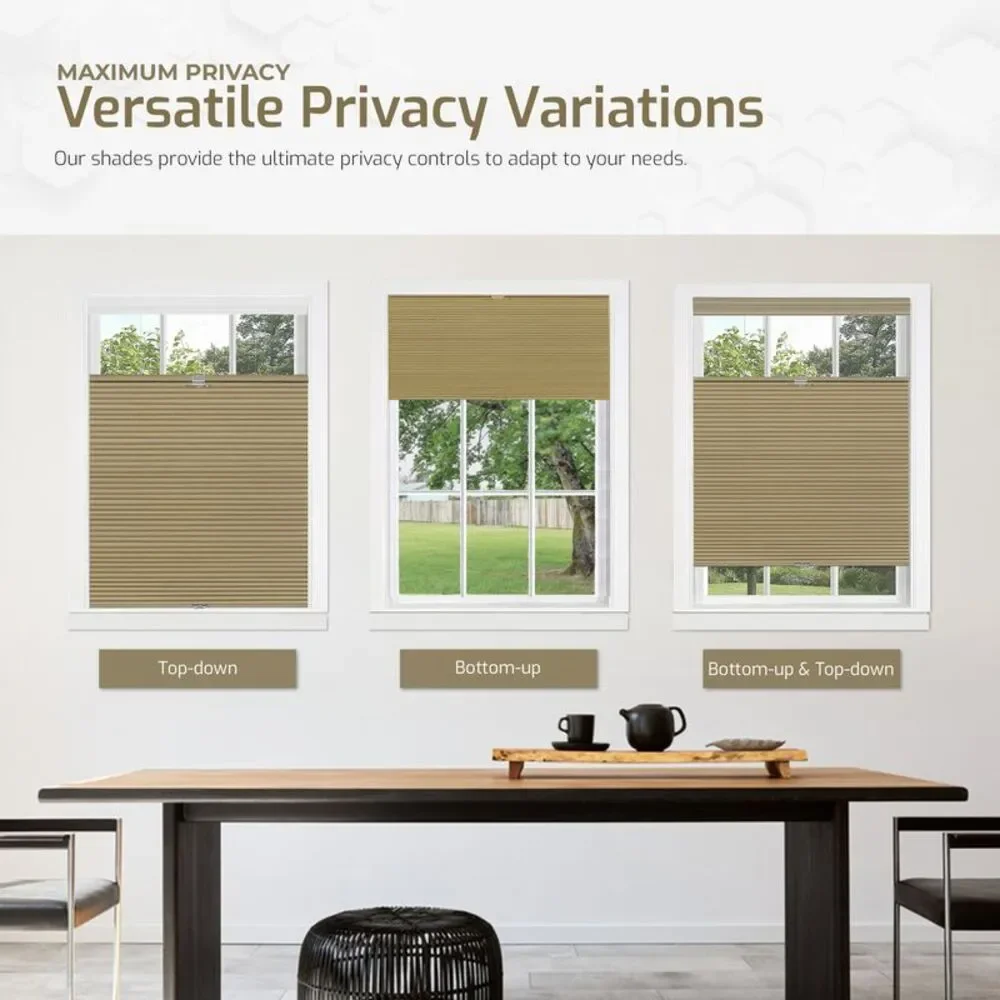 Cordless Window Blinds Cellular Top-Down Bottom-Up Honeycomb Pleated 3/8